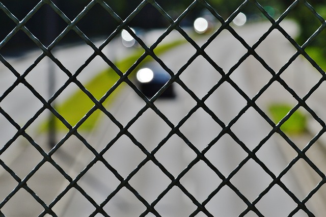 Security fencing outside a building